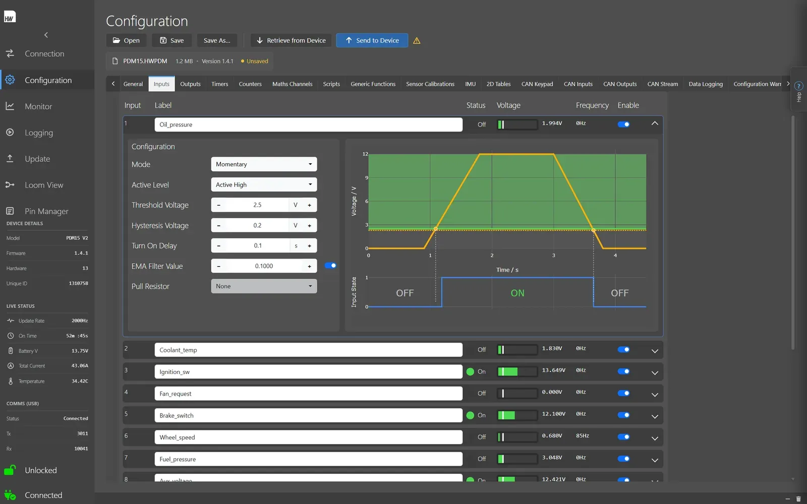 Pro PDM Configurator: Inputs