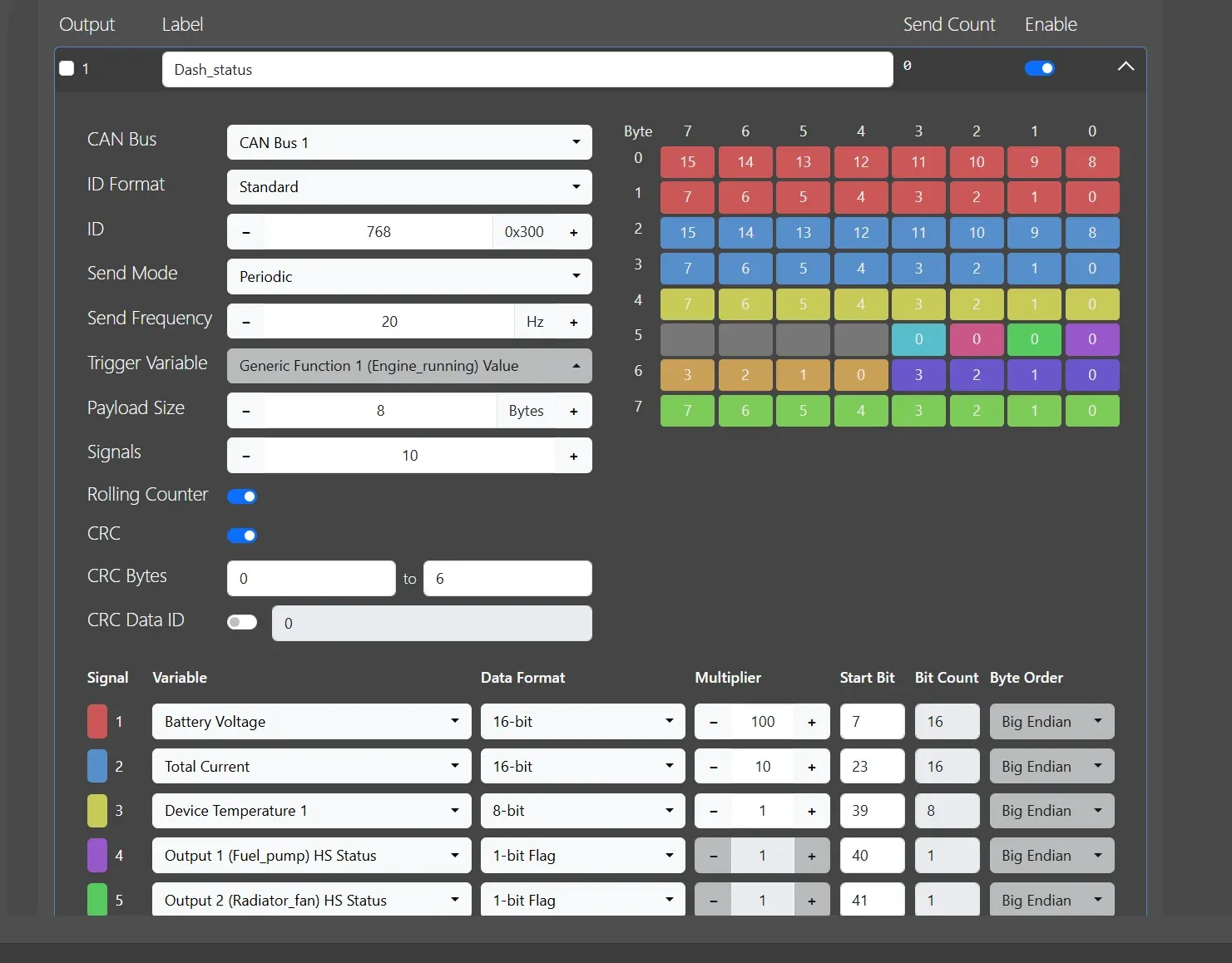 CAN Bus in the PDM configuration software