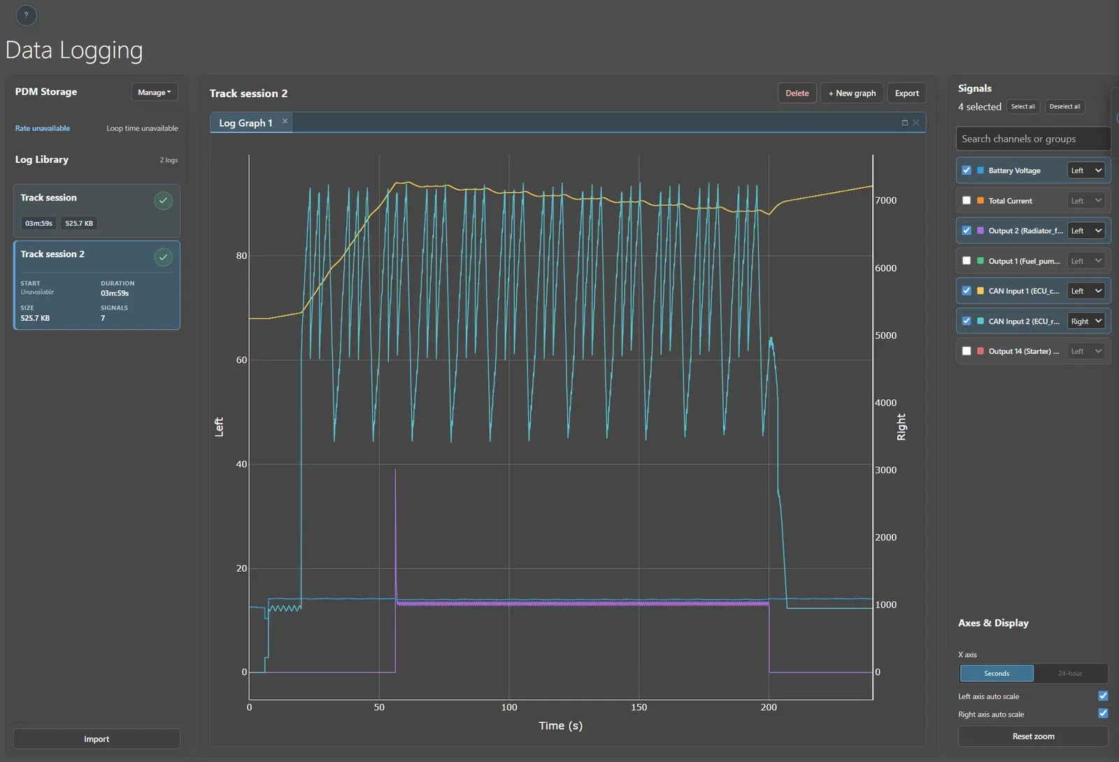 Data Logging in the PDM configuration software