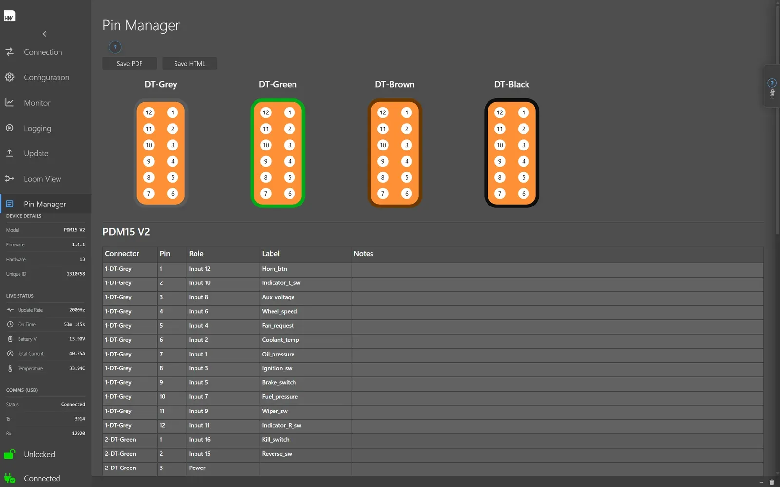 Pro PDM Configurator: Pin Manager
